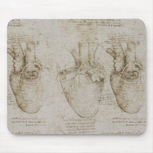 Da Vincis menschliche Herz-Anatomie-Skizzen Mousepad (Vorne)
