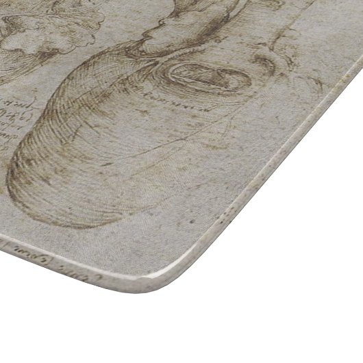 Da Vincis menschliche Herz-Anatomie-Skizzen Schneidebrett (Ecke)