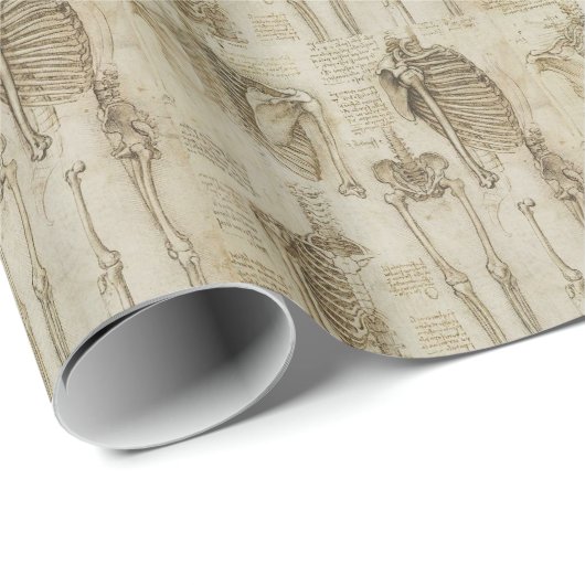 Da Vincis menschliche Skeleton Anatomie-Skizzen Geschenkpapier (Rolleneckpunkt)