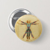 Da Vincis Vitruvian Mann mit Tätowierungen Button (Vorne & Hinten)