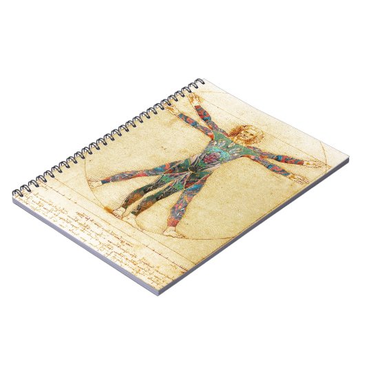 Da Vincis Vitruvian Mann mit Tätowierungen Notizblock (Linke Seite)