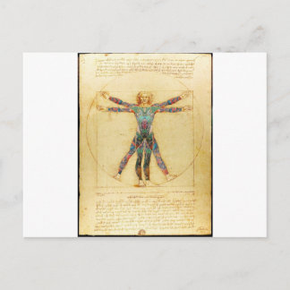 Da Vinci's Vitruvian Mann mit Tattoos Postkarte