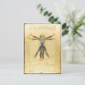 Da Vinci's Vitruvian Mann mit Tattoos Postkarte (Stehend Vorderseite)
