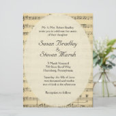 DA Vintag Sheet Music Wedding Einladung (Stehend Vorderseite)