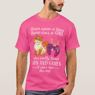 Da war ein Mädchen, das Katzen und Spiele wirklich T-Shirt