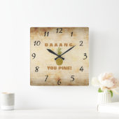 Daaang You Pine Wall Clock Quadratische Wanduhr (Zuhause)