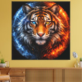 Daagwear – Duality Tiger | Fire & Ice Spirit Leinwanddruck (Insitu (Wohnzimmer))