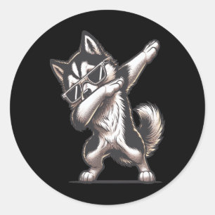 Dab Alaskan Husky Dancing Dabbing Dog Runder Aufkleber