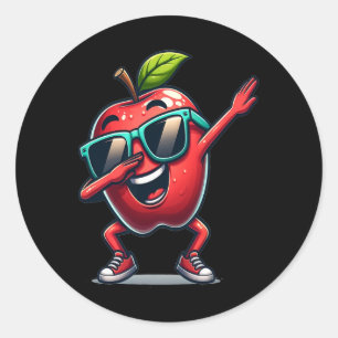 Dab Apple Dancing Dabbing Apple Frucht Runder Aufkleber