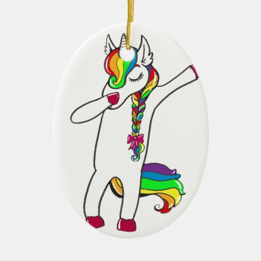 Dab Einhorn Keramikornament (Vorne)
