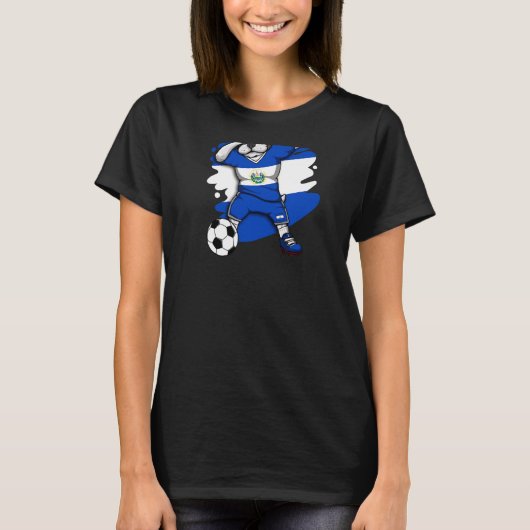 Dab French Bulldog El Salvador Soccer Fans Jersey T-Shirt (Vorderseite)