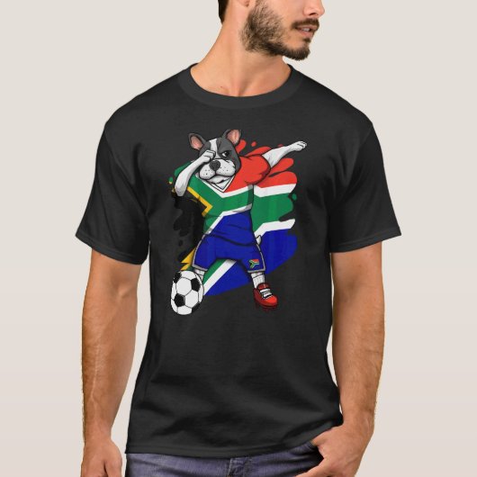 Dab French Bulldog Südafrika Fußballfans Jersey T-Shirt (Vorderseite)