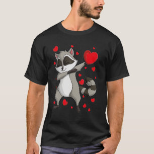 Dab Jungle Animals Dabbing Raccoon Valentine's Day T-Shirt