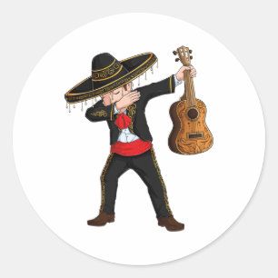 Dab Mexican Mariachi Kostüm Charro Sombrero Cinco Runder Aufkleber