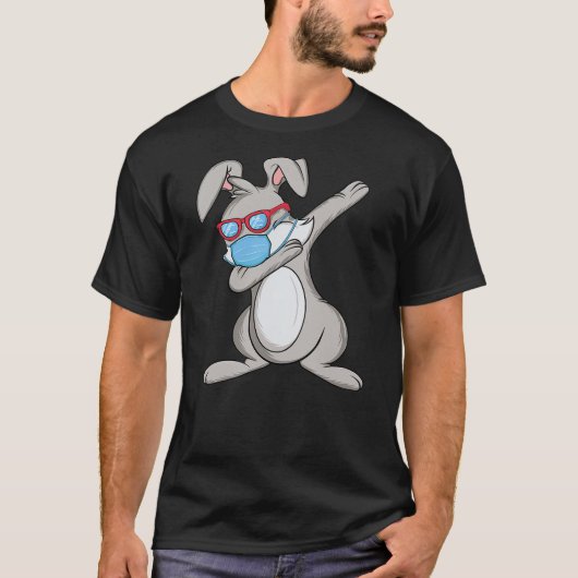 Dab Rabbit Dabbing Bunny Sunglasses Face Mask T-Shirt (Vorderseite)