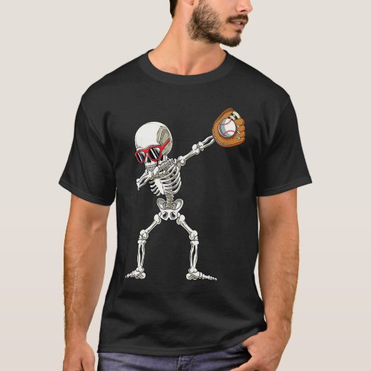 Dab Skeleton Dabbing Skeleton Baseball Boys Hallo T-Shirt (Vorderseite)