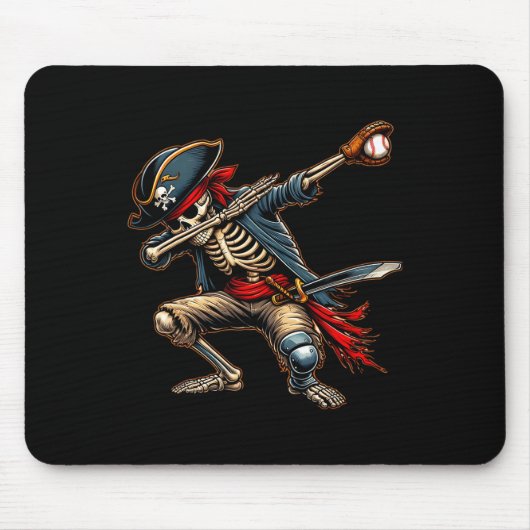 Dab Skeleton Dabbing Skelett Pirate Baseball Mousepad (Vorne)