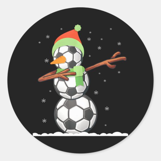 Dab Snowman aus Fußball Balls Funny Christmas Runder Aufkleber (Vorderseite)