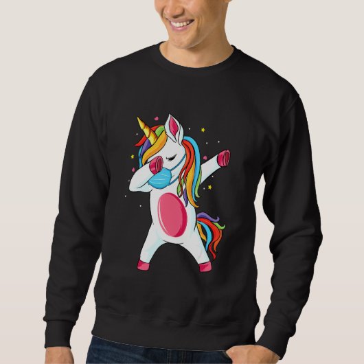 Dab Unicorn Dabbing Einhorn Mundschutz Atmen Sweatshirt (Vorderseite)