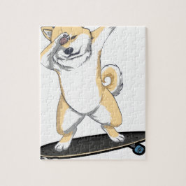 Dabbinbg Shiba Inu auf Skateboard-Kaffee-Tasse Puzzle