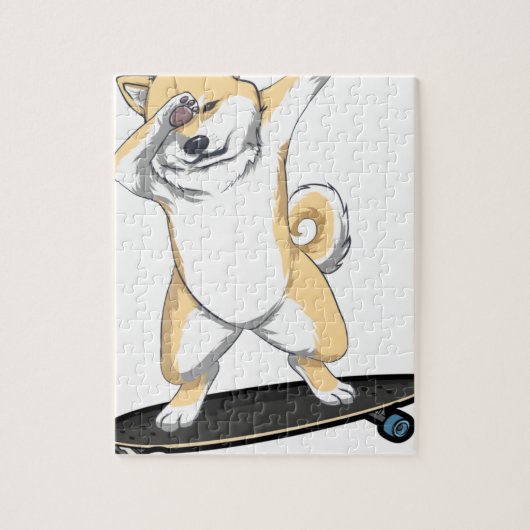 Dabbinbg Shiba Inu auf Skateboard-Kaffee-Tasse Puzzle (Vertikal)