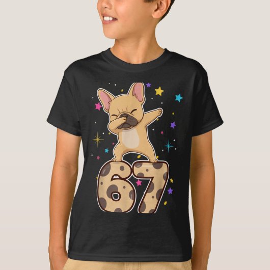 Dabbing 67 French Bulldog 67 Dog Funny Six Seven M T-Shirt (Vorderseite)