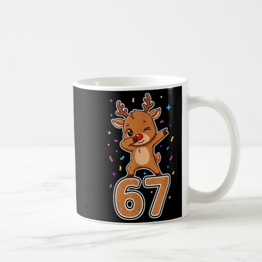 Dabbing 67 Reindeer 67 Funny Six Seven Meme Gen Z Kaffeetasse (Rechts)