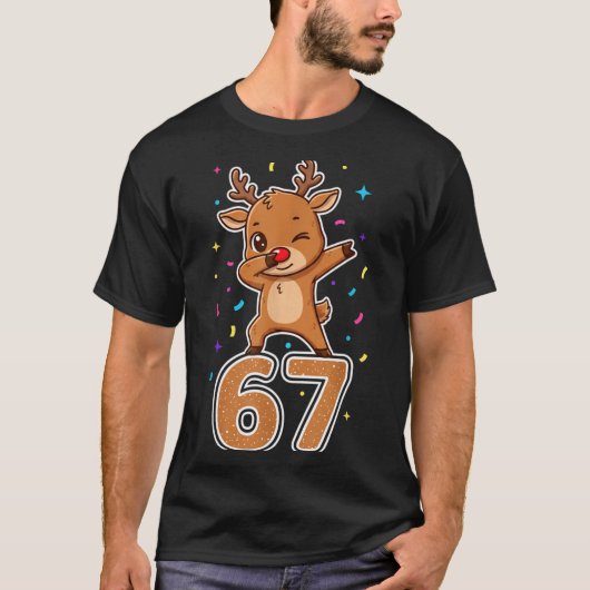Dabbing 67 Reindeer 67 Funny Six Seven Meme Gen Z T-Shirt (Vorderseite)