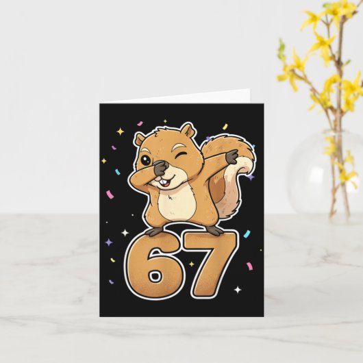 Dabbing 67 Squirrel 67 Funny Six Seven Gen Z Slang Karte (Gelbe Blume)