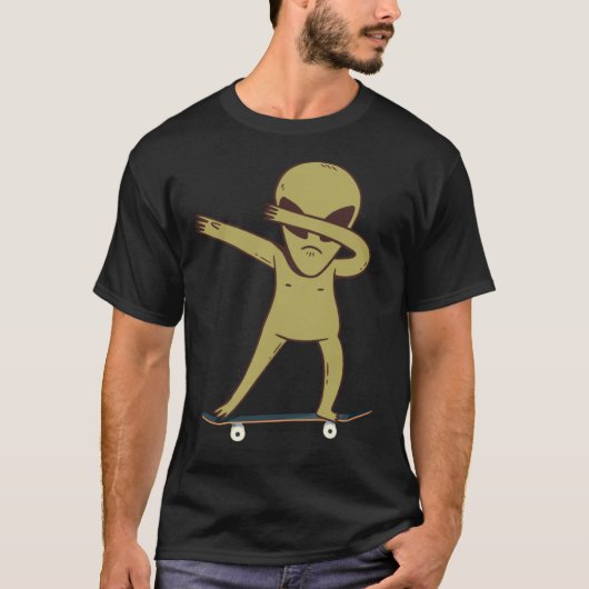 Dabbing Alien Skater Skateboard Dab T-Shirt (Vorderseite)