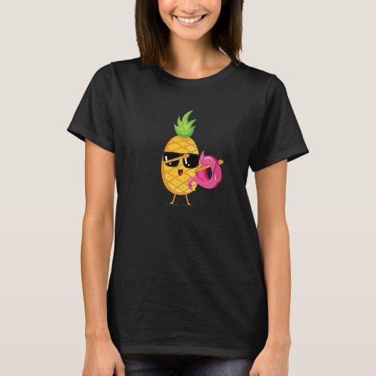 Dabbing Ananas Flamingo Float Aloha Beach Haw T-Shirt (Vorderseite)