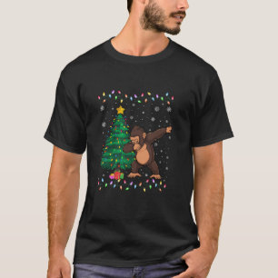 Dabbing Ape Xmas Tree Lights Ugly Weihnachten Schw T-Shirt