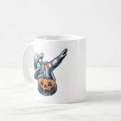 Dabbing Astronaut Halloween Cowboy Kürbislaterne Kaffeetasse (Vorderseite Links)