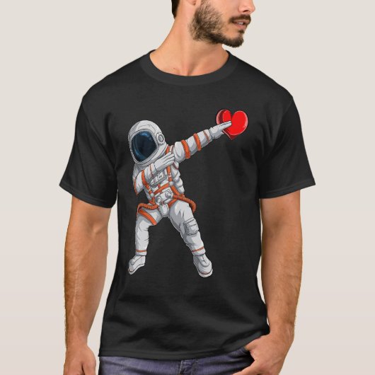 Dabbing Astronaut Heart Valentines Day Funny Kids T-Shirt (Vorderseite)