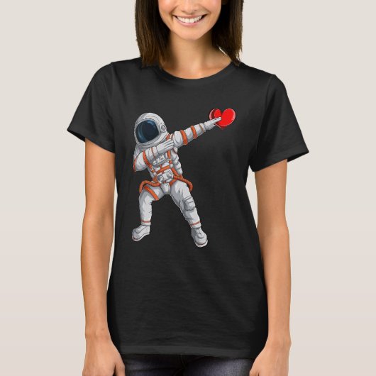 Dabbing Astronaut Heart Valentines Day Funny Kids T-Shirt (Vorderseite)