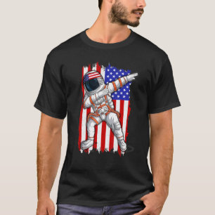 Dabbing Astronauten America Independence Day Flag T-Shirt