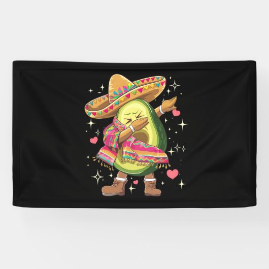 Dabbing Avocado Cinco De Mayo Funny Mexican Poncho Banner (Horizontal)