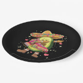 Dabbing Avocado Cinco De Mayo Funny Mexican Poncho Pappteller (Schrägansicht)
