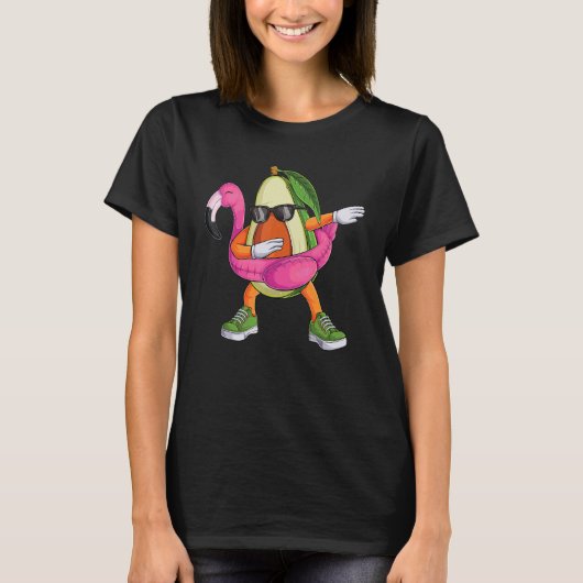 Dabbing Avocado Flamingo Tropical aloha Beach Hawa T-Shirt (Vorderseite)