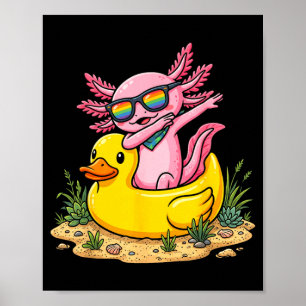 Dabbing Axolotl Gummiente Funny Sommerferien Poster