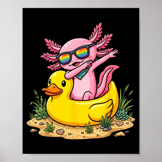 Dabbing Axolotl Gummiente Funny Sommerferien Poster (Vorne)