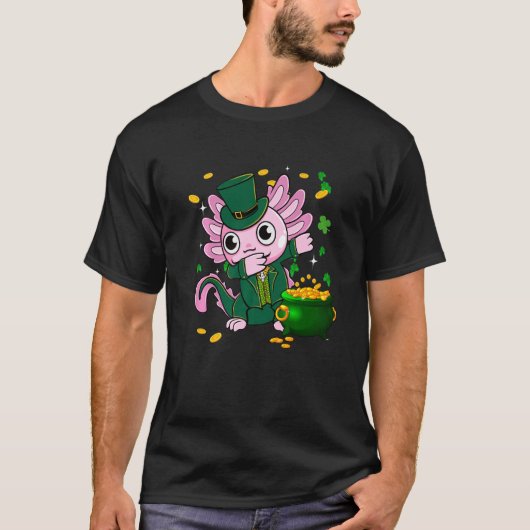 Dabbing Axolotl Leprechaun Happy St Patricks Day G T-Shirt (Vorderseite)