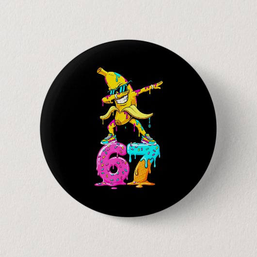Dabbing Banana 67 Ice Cream Drip Funny Six Seven M Button (Vorderseite)