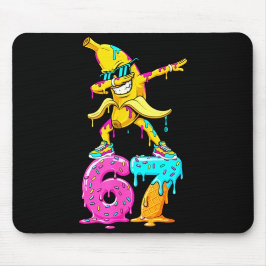 Dabbing Banana 67 Ice Cream Drip Funny Six Seven M Mousepad (Vorne)