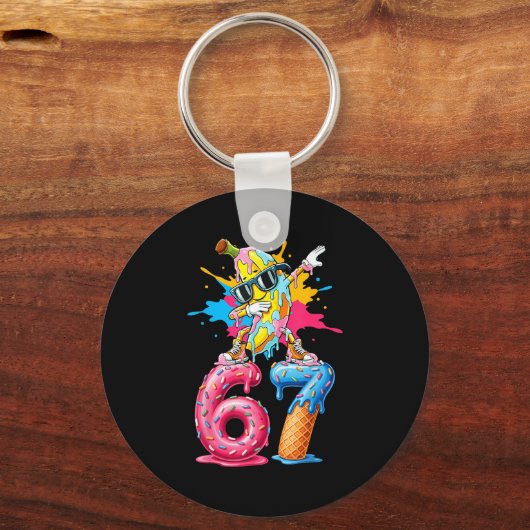 Dabbing Banana 67 Ice Cream Drip Funny Six Seven M Schlüsselanhänger (Vorderseite)