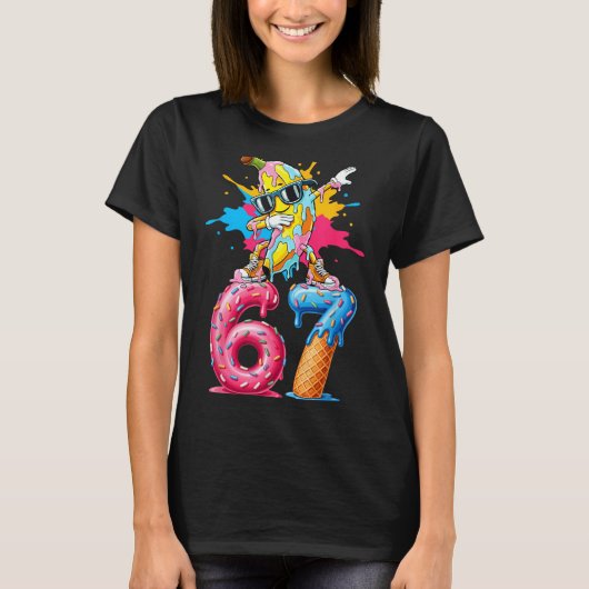 Dabbing Banana 67 Ice Cream Drip Funny Six Seven M T-Shirt (Vorderseite)