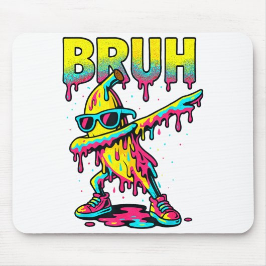 Dabbing Banana Bruh Ice Cream Drip Banana Youth Bo Mousepad (Vorne)