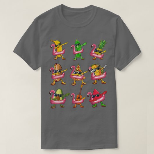 Dabbing Banana Flamingo Float Sommer Früchte Kinde T-Shirt (Design vorne)