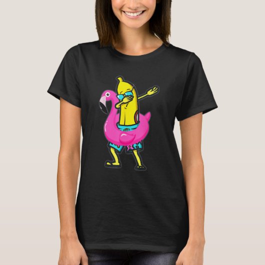 Dabbing Banana Flamingo Float Summer Tropical Frui T-Shirt (Vorderseite)