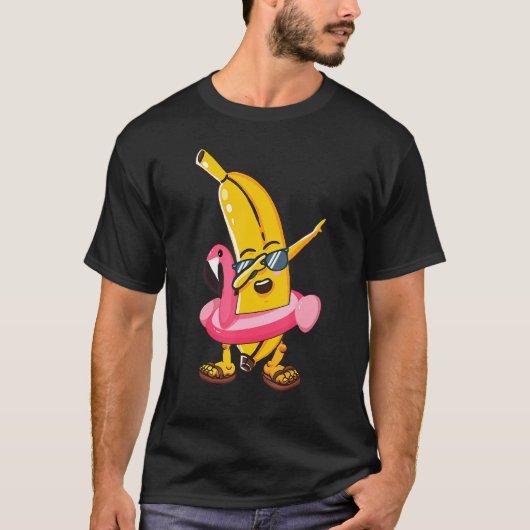 Dabbing Bananen Flamingo Float Sommer T-Shirt (Vorderseite)